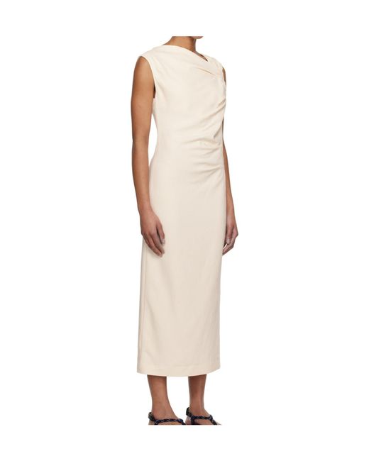 MSGM Natural Ruched Slim Fit Dress