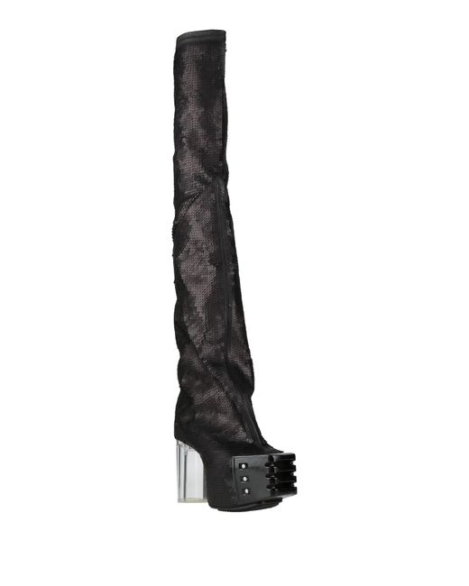 Rick Owens Black Square Toe Over-The-Knee Boots