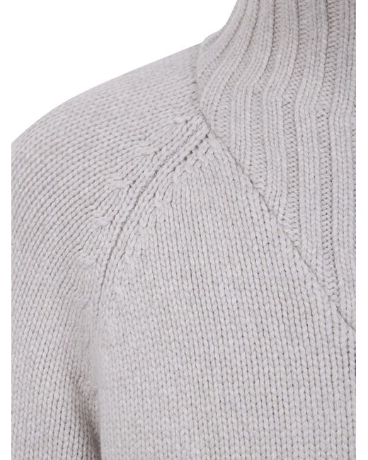 Brunello Cucinelli Gray Zip-Up High Neck Jacket for men