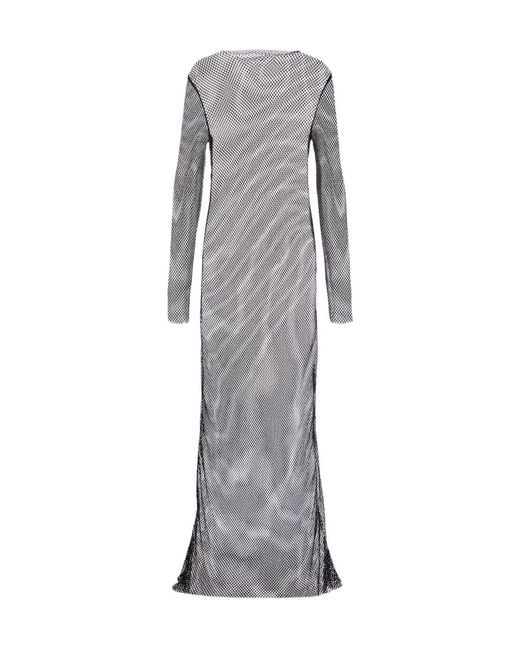 TOVE Gray Embellished Mesh Maxi Dress