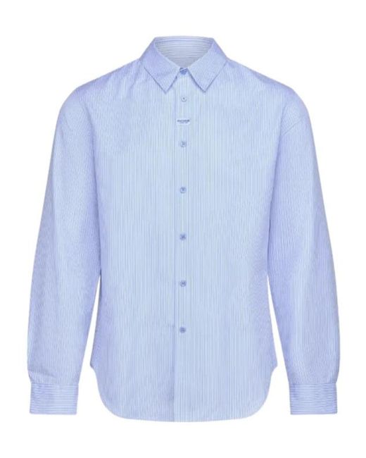 Martine Rose Blue Striped Long-Sleeve Shirt for men