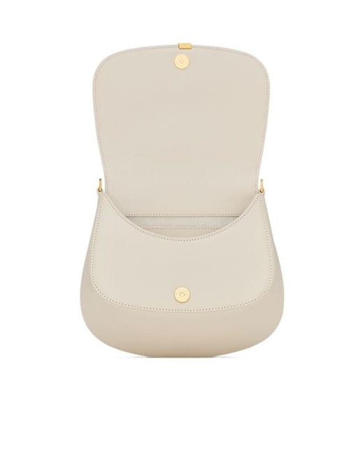 Saint Laurent White Voltaire Logo Plaque Top Handle Bag