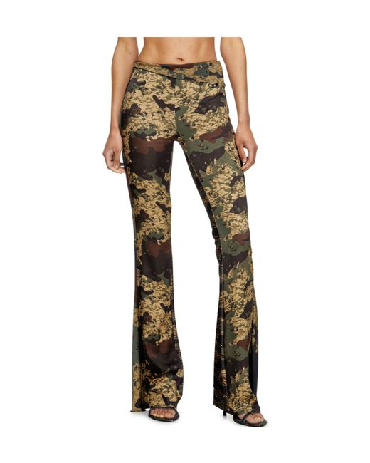 DIESEL Green P-Affal Mixed Camo Printed Flared Trousers