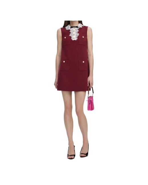 Self-Portrait Red Lace Collar Mini Dress
