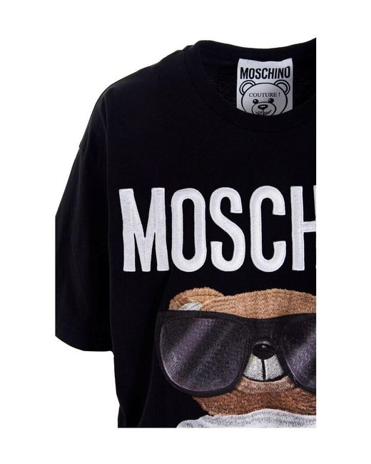 Moschino Black Teddy Bear Pattern Printed T-Shirt