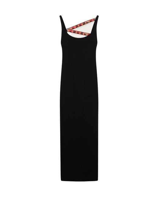 Emilio Pucci Black Pucci Printed Tape Strappy Maxi Dress