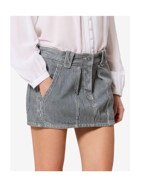 Isabel Marant Gray Isabel Marant Étoile Striped Denim Mini Skirt