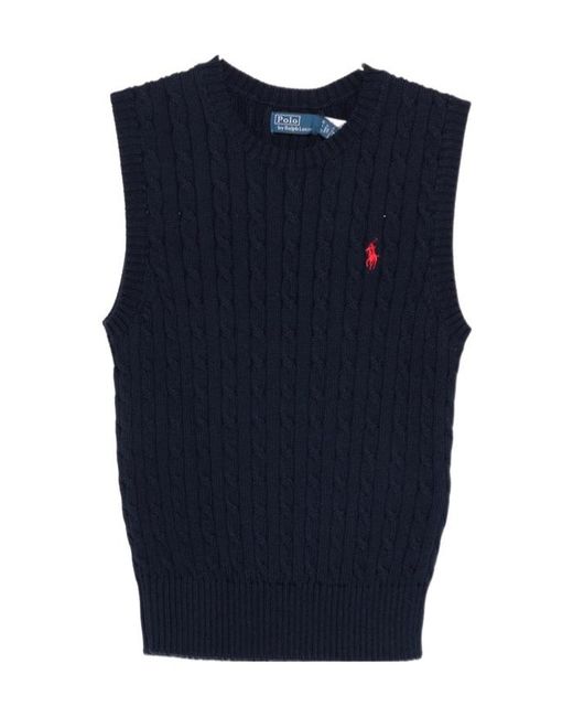 Polo Ralph Lauren Blue Cable Knit Sleeveless Sweater