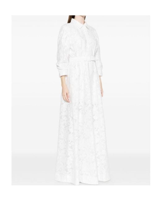 Jonathan Simkhai White Courtney Floral-Embellished Belt Long Dress