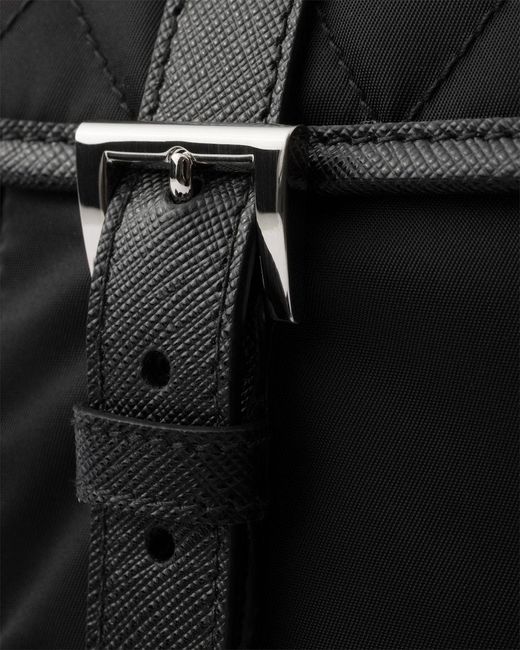 Prada Black Large Quilted Re-Nylon Shoulder Bag With Saffiano Trim