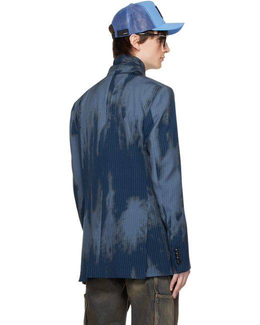 Amiri Blue Faded Doubled-Breasted Blazer for men