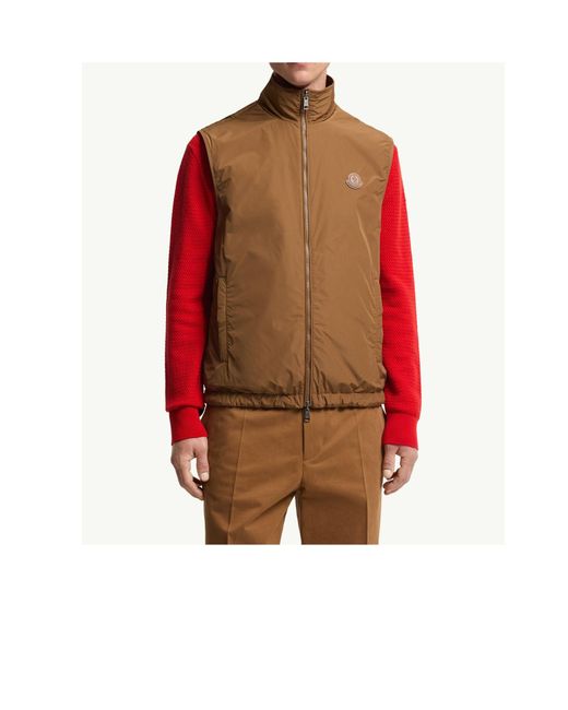 Moncler Brown Reversible Zip-Up Gilet for men