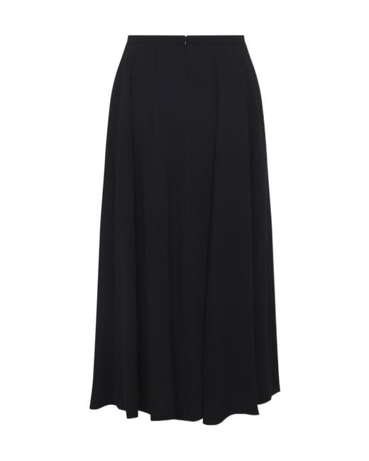 Alberta Ferretti Black Georgette Midi Skirt