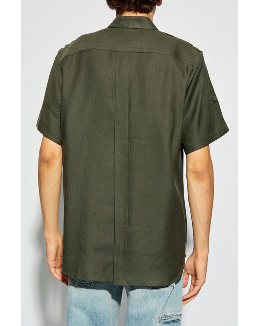 Helmut Lang Green Short Sleeved Epaulet Shirt for men