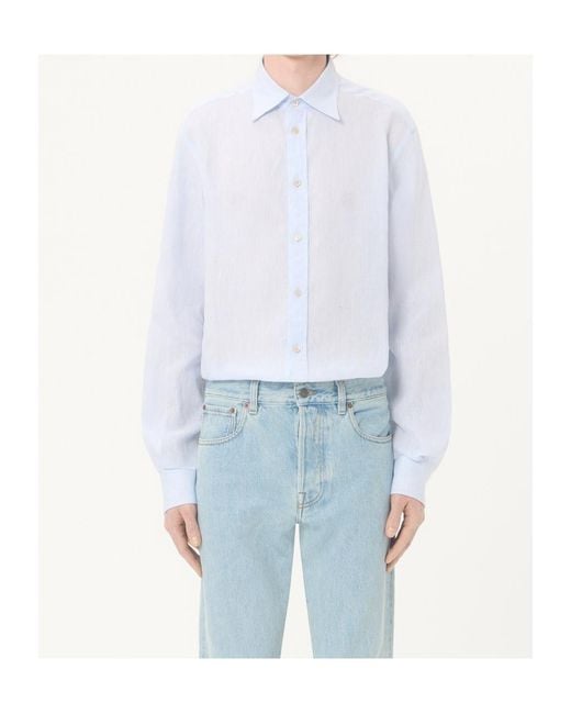 Valentino Blue Scarf-Collar Linen Shirt for men