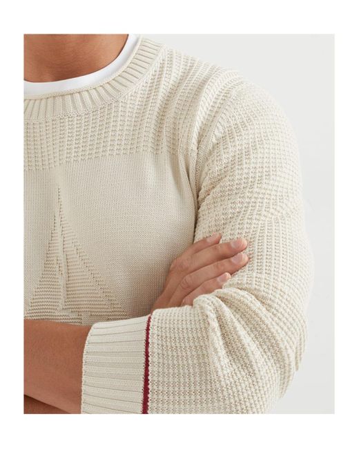 Brunello Cucinelli White Long Sleeved Straight Hem Jumper for men