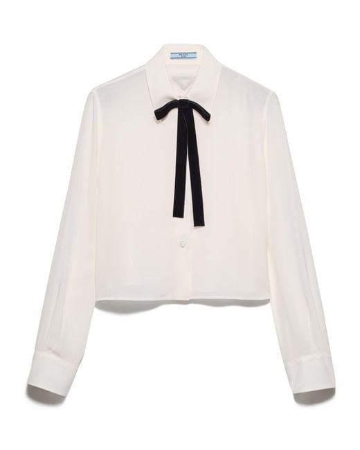 Prada White Crepe De Chine Shirt
