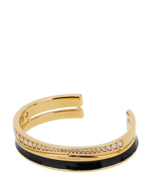 Ferragamo Metallic Ferragamo Logo Engraved Embellished Bangle