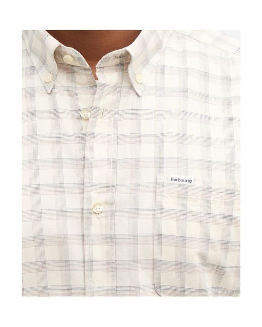 Barbour White Long-Sleeved Plaid Shirt for men