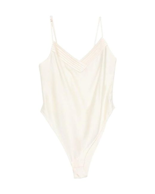 Forte_forte White V-Neck Bodysuit