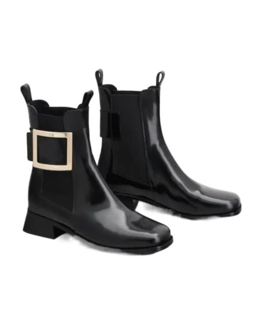 Roger Vivier Black Très Vivier Metal-Buckled Chelsea Boots