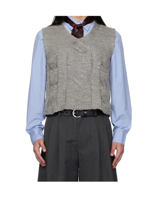 Our Legacy Gray Link V-Neck Knitted Vest for men