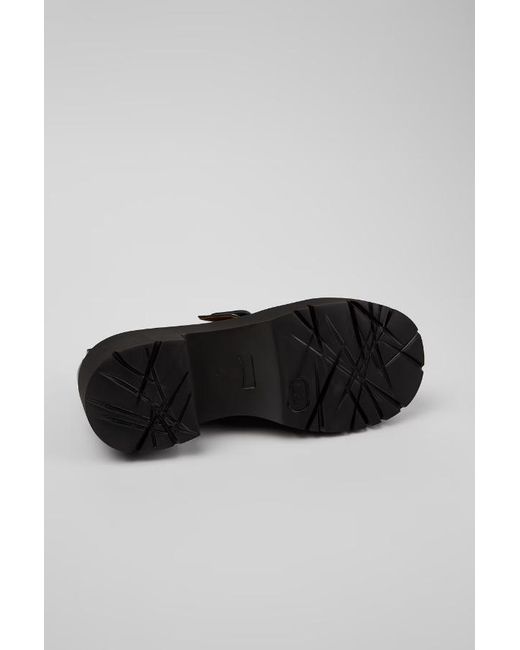 Camper Black Buckled Platform Pumps