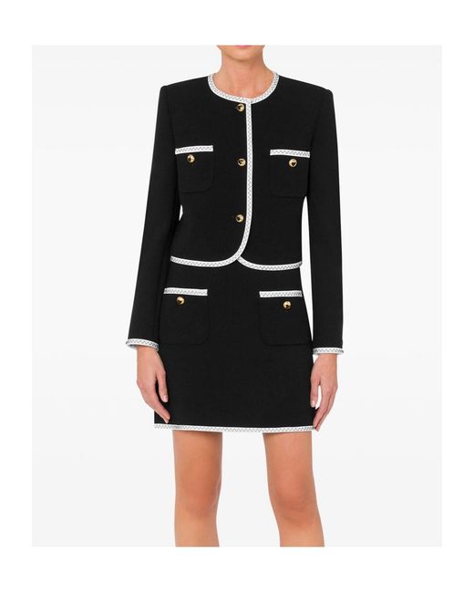 Moschino Black Collarless Singled-Breasted Short Jacket
