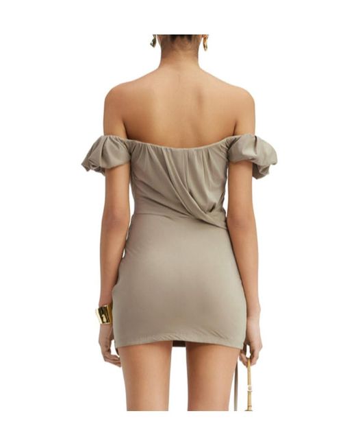 Jacquemus Natural La Robe Ciceri Draped Minidress