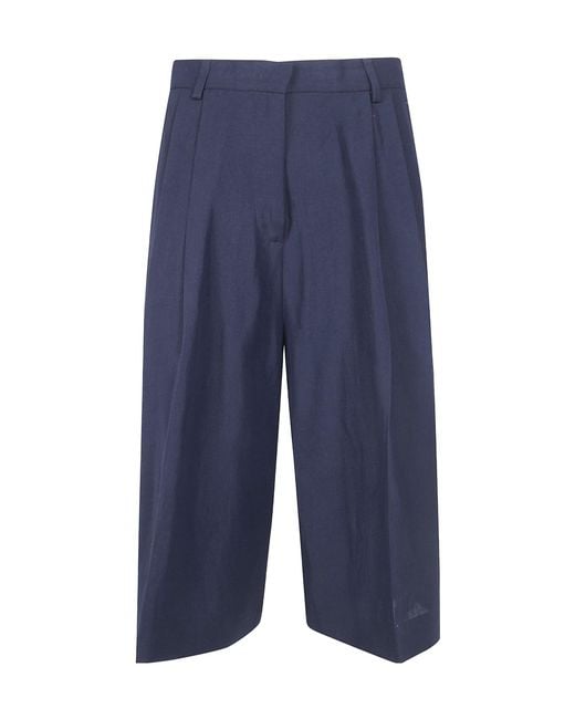 Fabiana Filippi Blue Pleated Bermuda Shorts
