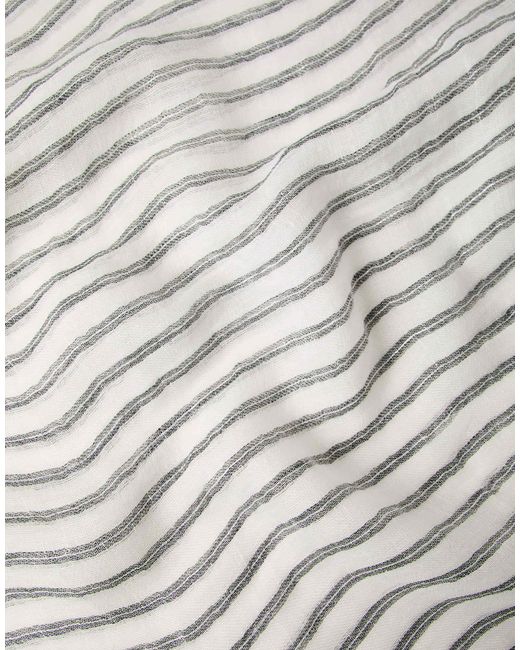 Brunello Cucinelli White Sparkling Striped Fringed Scarf