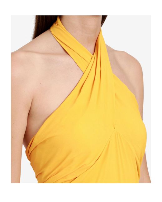 Semicouture Yellow Halter Neck Dress