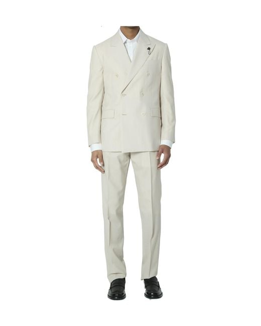 Lardini White Feeling Double-Breasted Suit for men