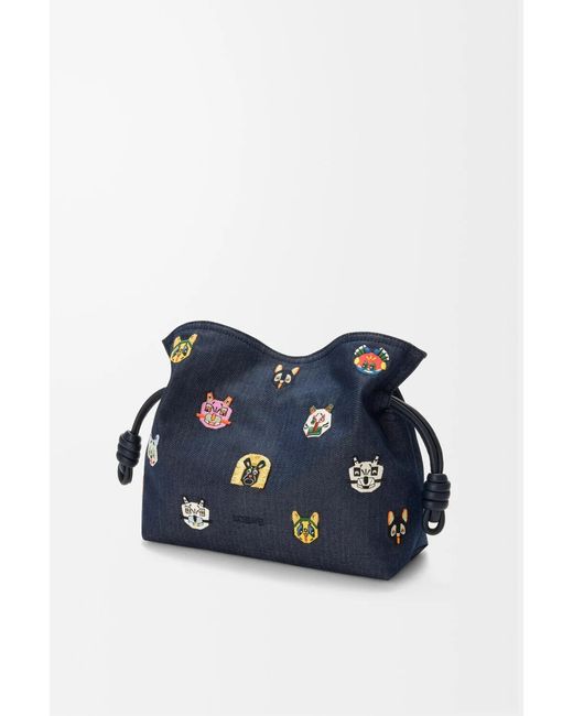 Loewe Blue Logo Detail Embroidered Clutch Bag