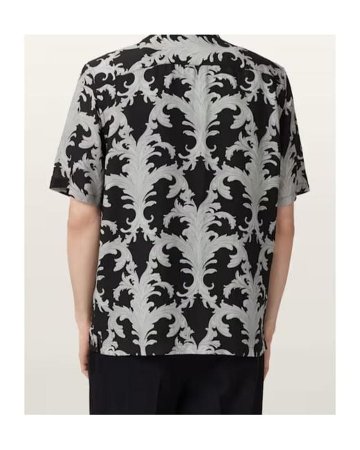 AllSaints Black Motif Short Sleeve Shirt for men