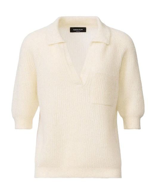 Fabiana Filippi White Collared Knitted Pullover