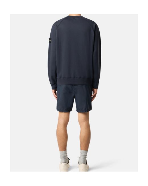 Stone Island Blue Logo Patch Mid-Length Swim Trunks for men