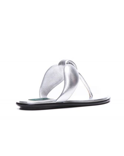 Emilio Pucci White Metallic-Effect Thong Sandals