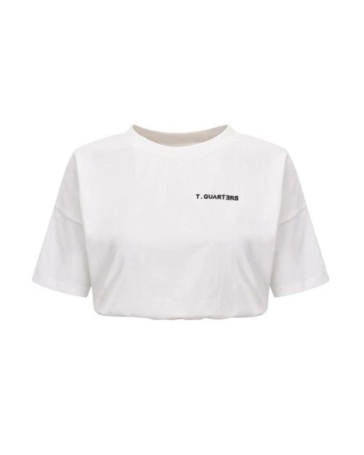 THREE QUARTERS White High Waist Elastic T-Shirt for men