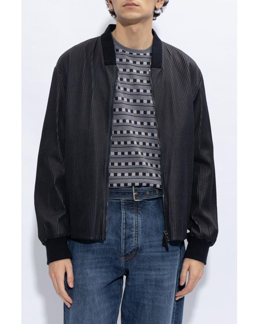 Giorgio Armani Blue Zip Ribbed Jacket for men