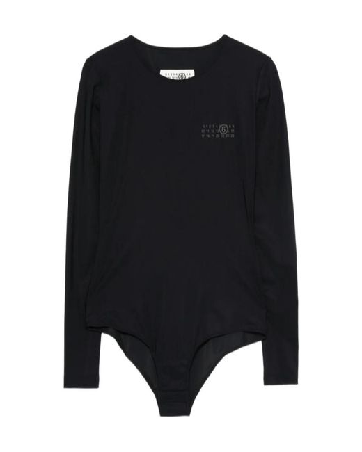 MM6 by Maison Margiela Black Long-Sleeve Bodysuit