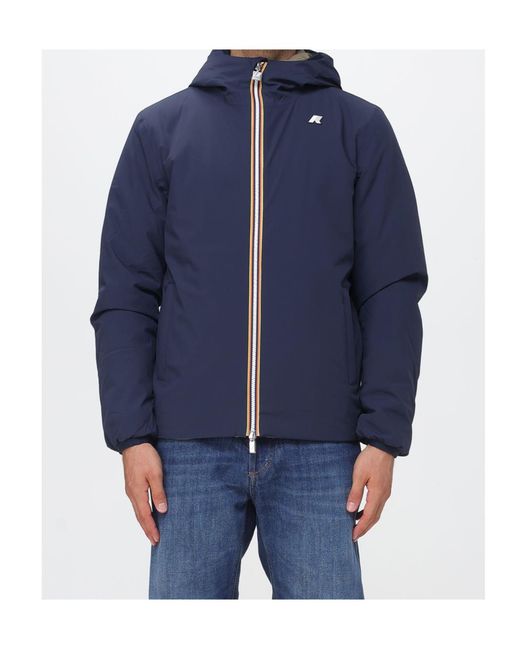 K-Way Blue Reversible Logo-Print Cotton Jacket for men