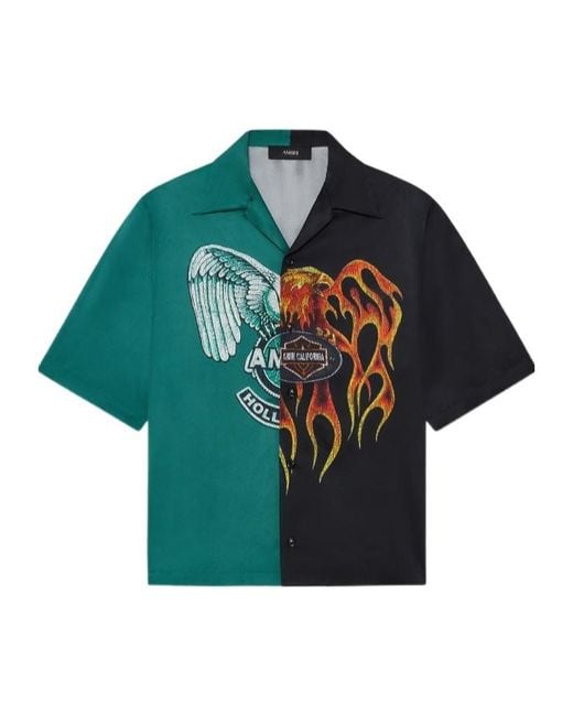 Amiri Blue Spliced Camp Shirt for men