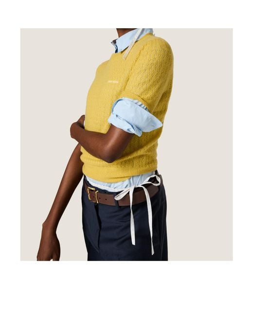Miu Miu Yellow Cashmere And Silk Sweater