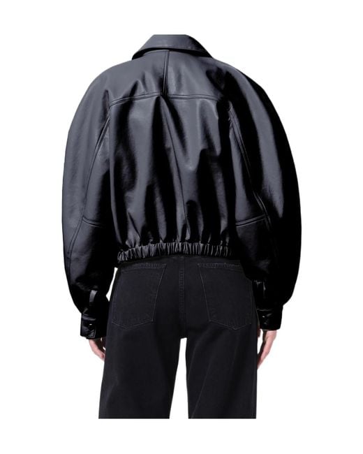 Agolde Black Dixon Cocoon Zip Bomber Jacket