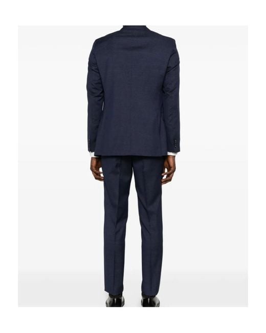 Boss Blue Wool Double-Breasted Suit for men