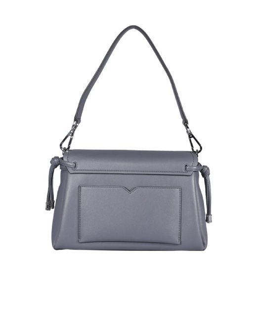 Michael Kors Gray Logo-Plaque Leather Shoulder Bag