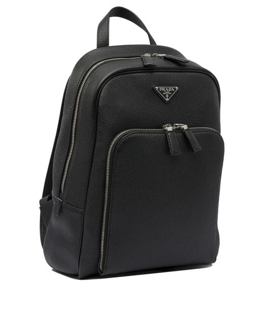 Prada Leather Backpack in Black for Men | Lyst UK