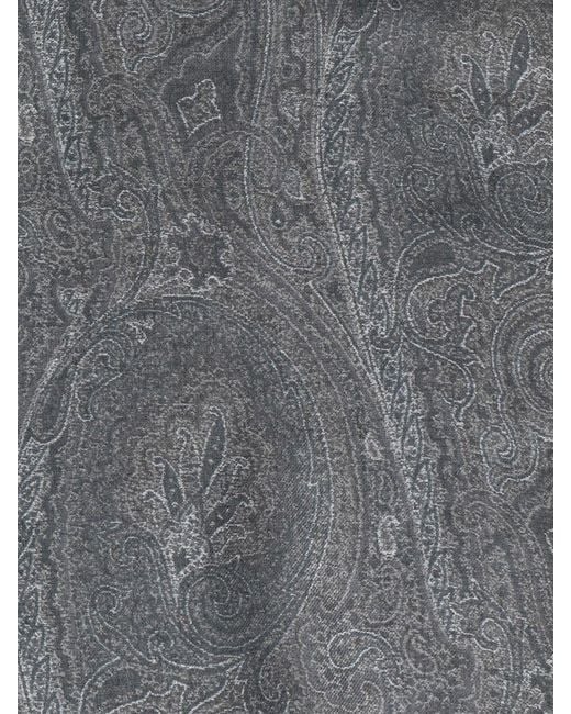 Etro Gray Printed Scarf for men
