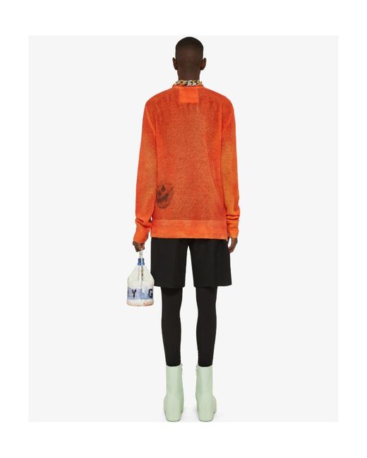 Givenchy Orange Ceramics-Printed Crewneck Knit Jumper for men